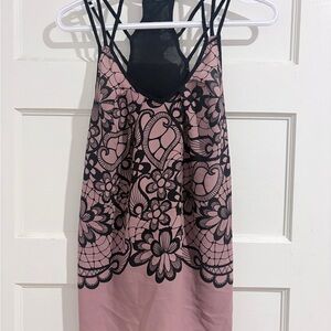 Kismet Pink and Black Lace Tank Top